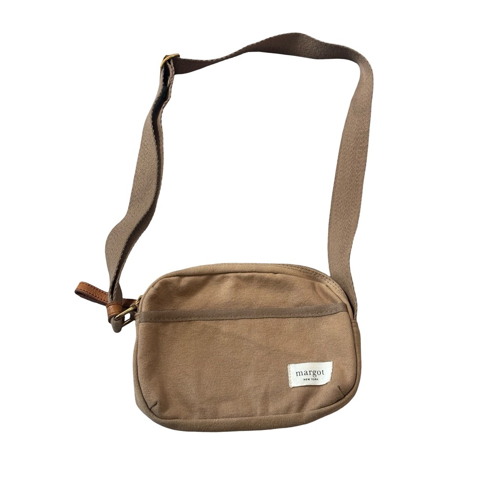 Margot New York Tan Canvas Crossbody Bag Small Brown Utility Travel Purse‎
